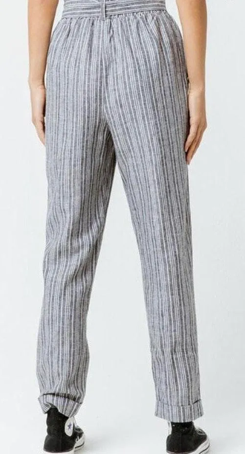 Tilly's Blue Striped Paper Bag Pants - Image 3