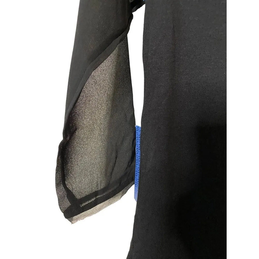 New Simply‎ Vera Vera Wang Black Tshirt with chiffon sleeves Sz S - Image 7