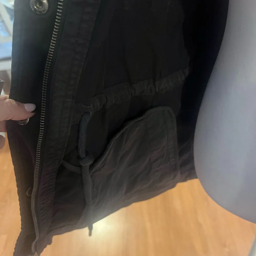 Style and Co women's size large twill utility jacket in gray black‎ with zipper - Image 7