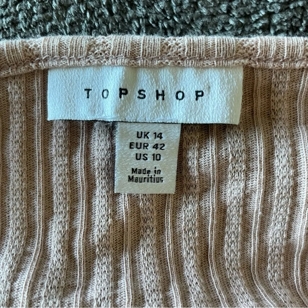 TopShop Ribbed Knit Tie Front Coquette Blush Pink Bow Sweater Cardigan Size 10 - Image 3