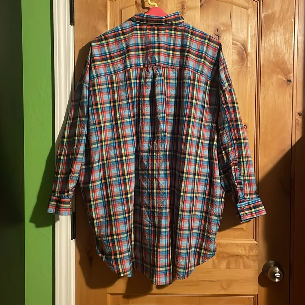 URBAN OUTFITTERS Oversized Bryce Plaid Longline Button-Down Shirt $88 EUC S - Image 3