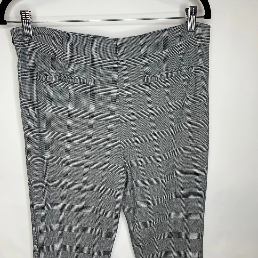 Glen Plaid Trousers Sz 10 Stretch Slim Flat Front Black White - Image 5