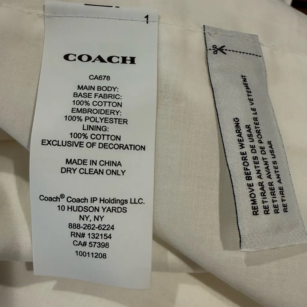 NWT Coach Broaderie Anglaise Wrap Dress in White Size 8 Puff Sleeve Scallop - Image 7