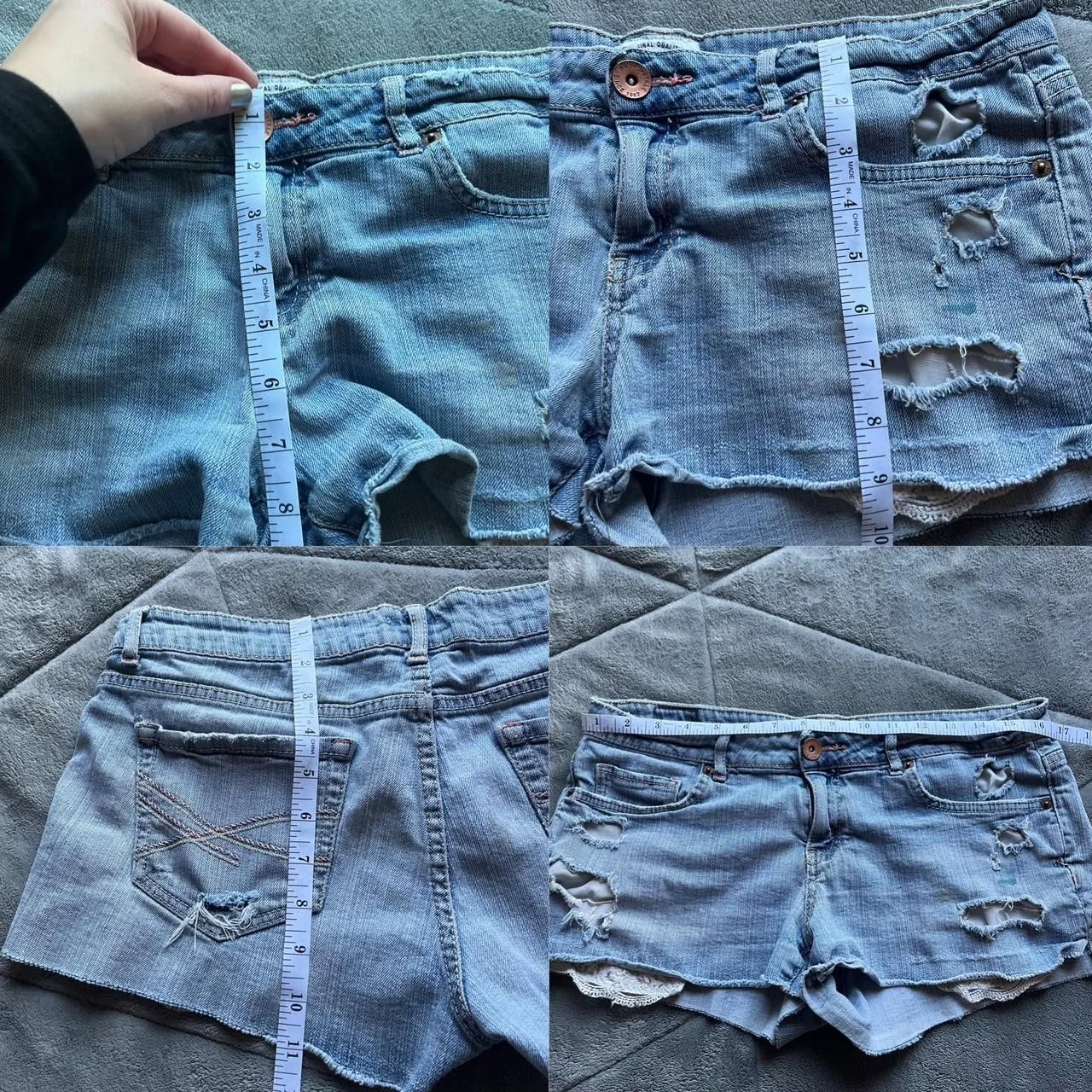 Vintage Y2K Aeropostale blue denim distressed mini shorts size 11/12 - Image 7