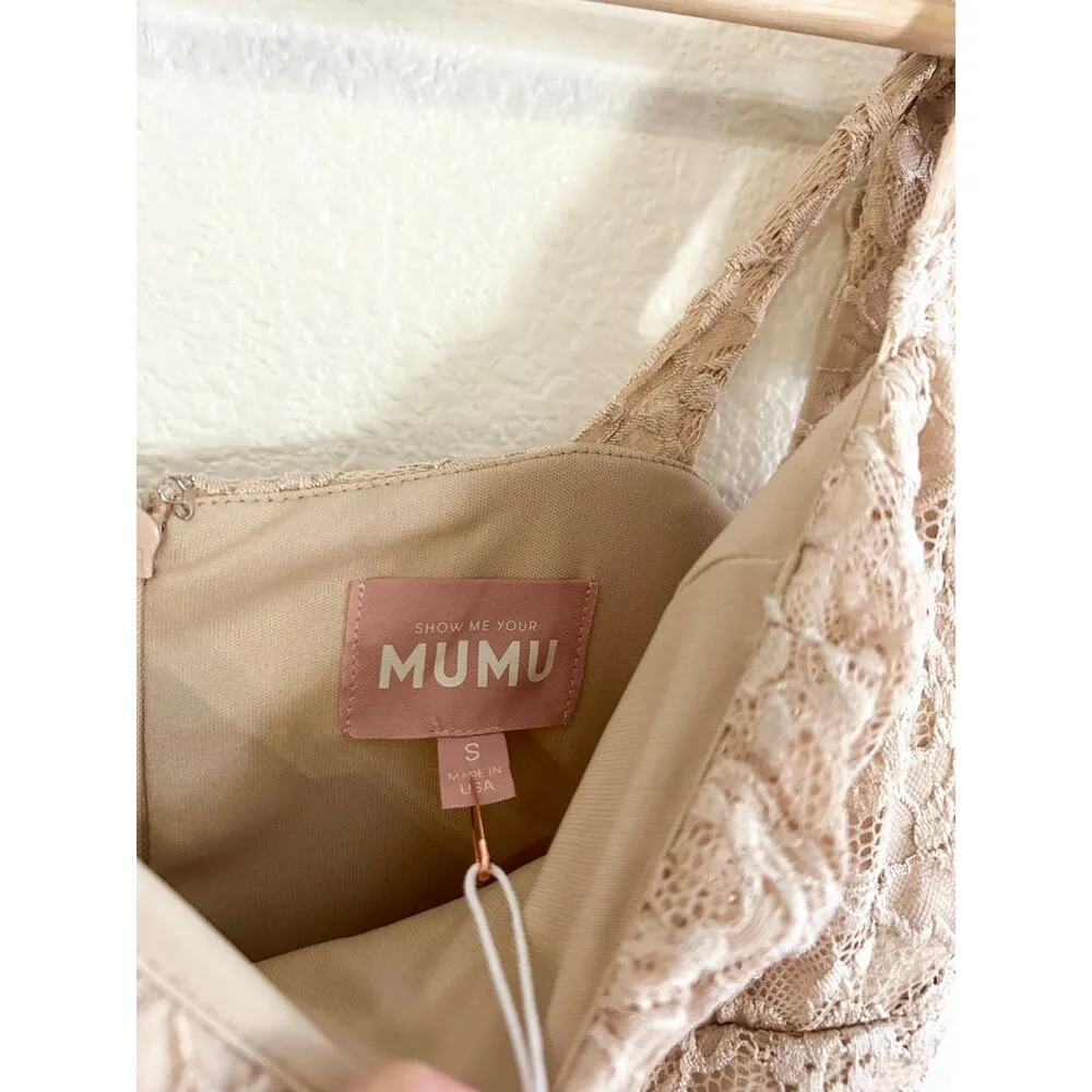 Show Me Your Mumu Monique Tie Maxi Dress in Champagne Forever Lace S NWT - Image 8