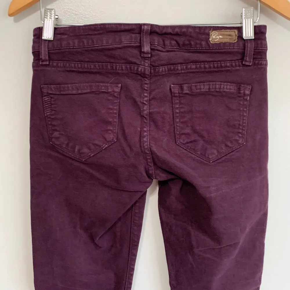 Paige Skyline Low Rise Burgundy Maroon Skinny Jeans size 26 - Image 8