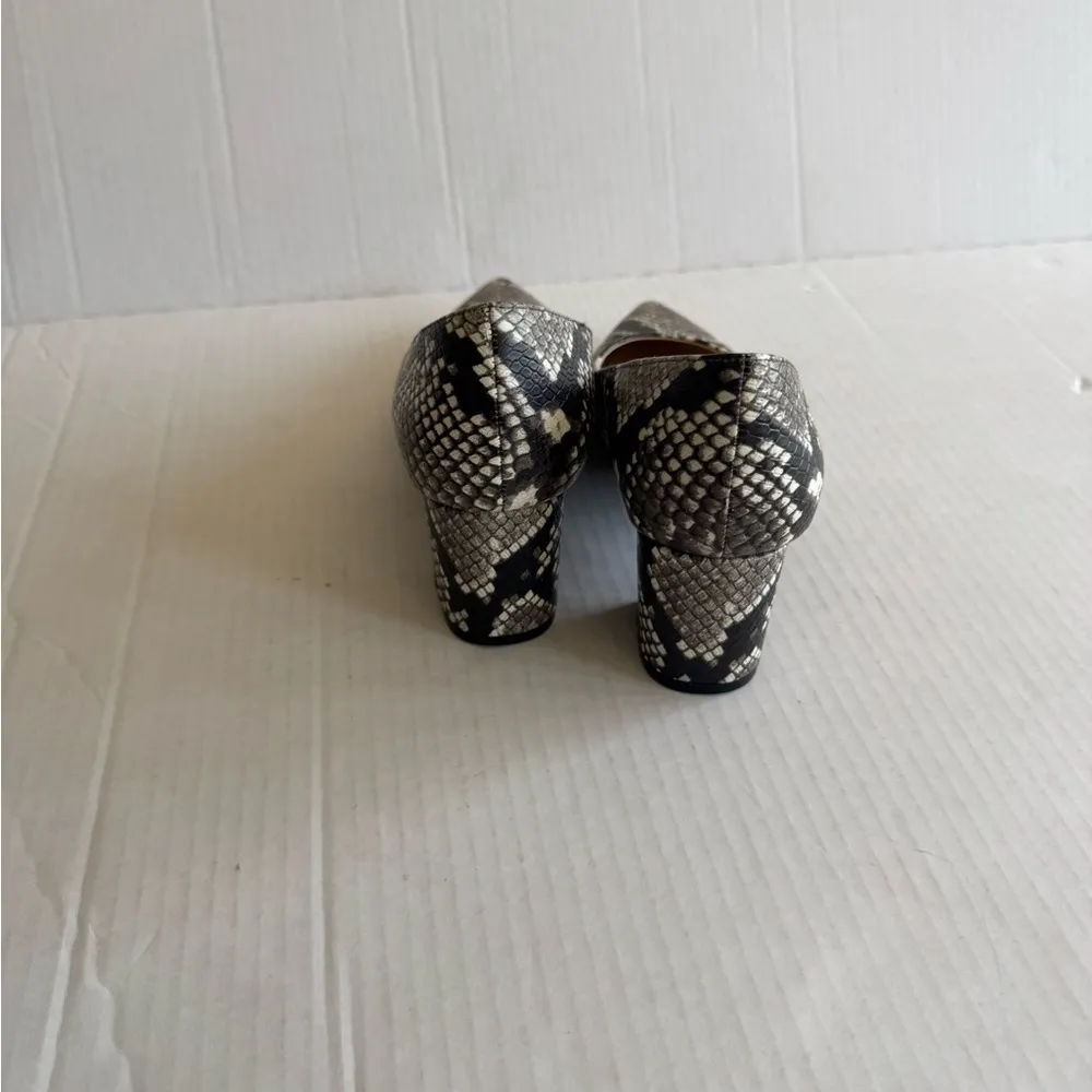 Brian Atwood B-Kacie Gray Leather Snakeskin Print Chunky Block Heel Womens 6 - Image 2