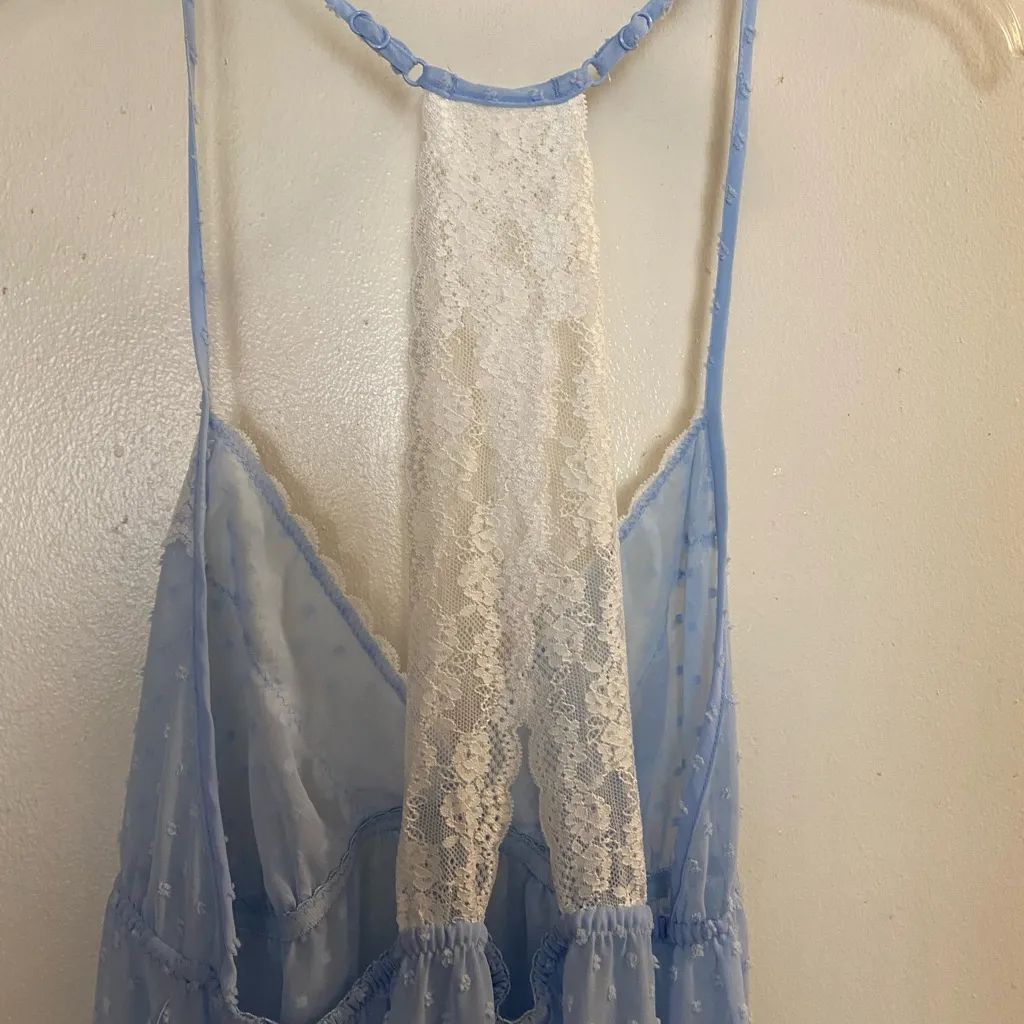 Apt 9 Womens Sheer Nightgown L Large Light Blue White Textured Dots NWT New - Image 6