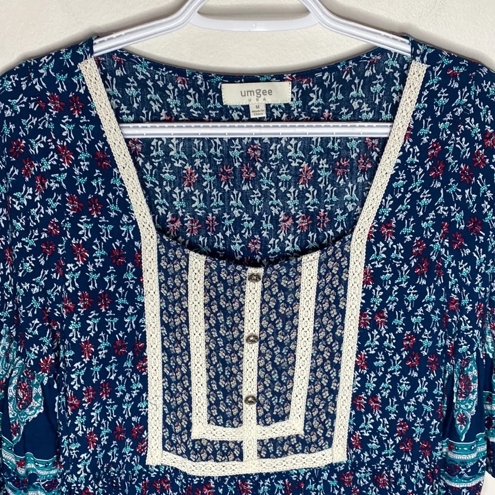 Umgee USA prairie style floral dress with lace trim size M - Image 56