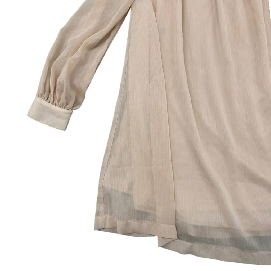 Blush Tan Mesh Lined Sleeved Dress - Image 2