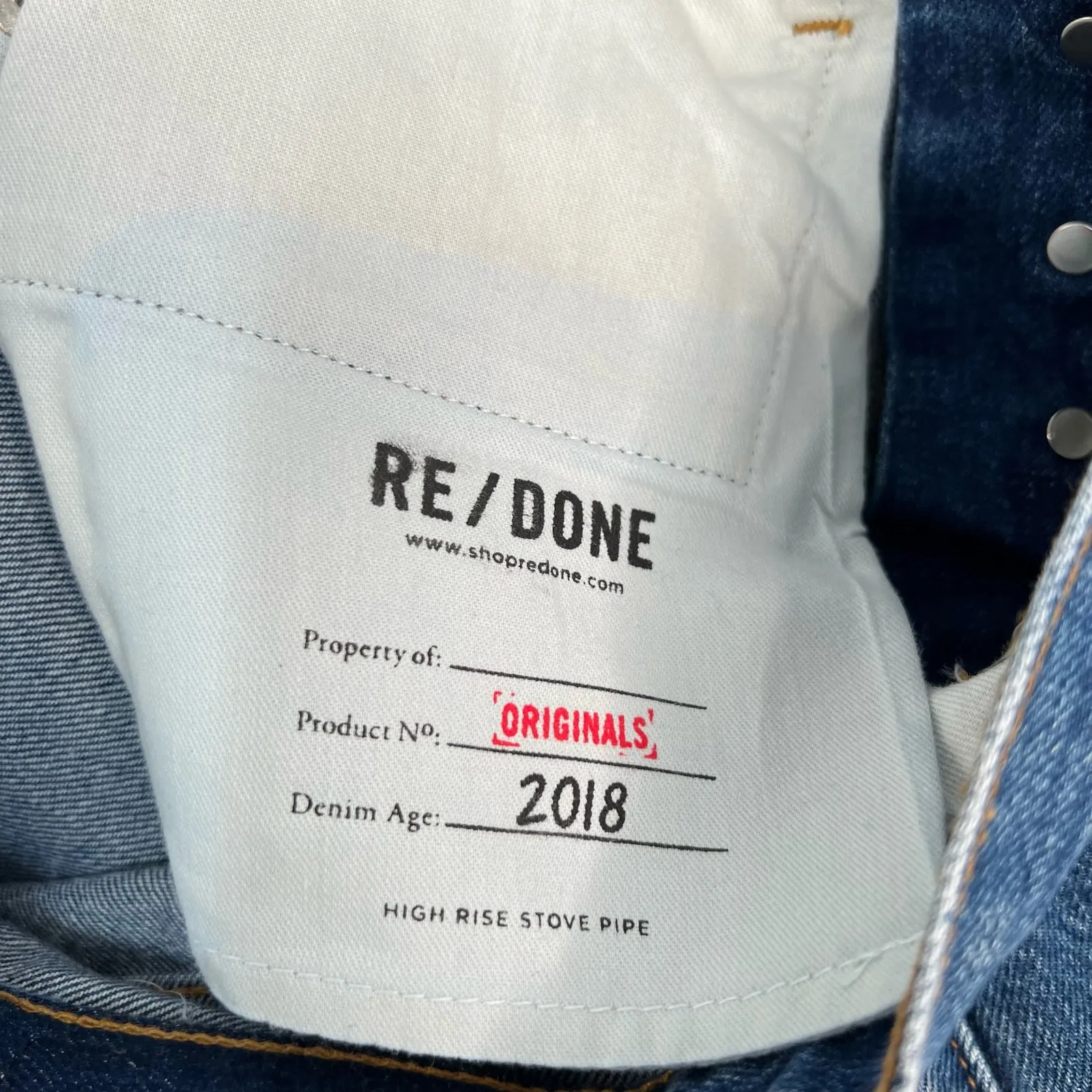 Re/Done High Rise Stove Pipe Denim Jeans Zip Fly Pockets Size 28 Retro Stretch - Image 4