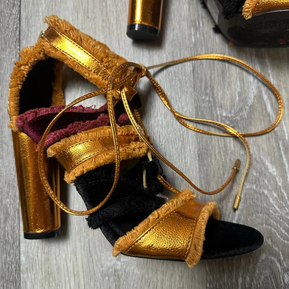 Cape Robbin Maura-5 Orange Metallic High Heels - Image 3