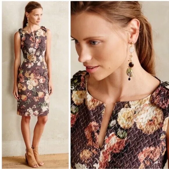 Anthropologie Tabitha Tema Quilted Floral Dress With Pockets Size‎ 6 - Image 2