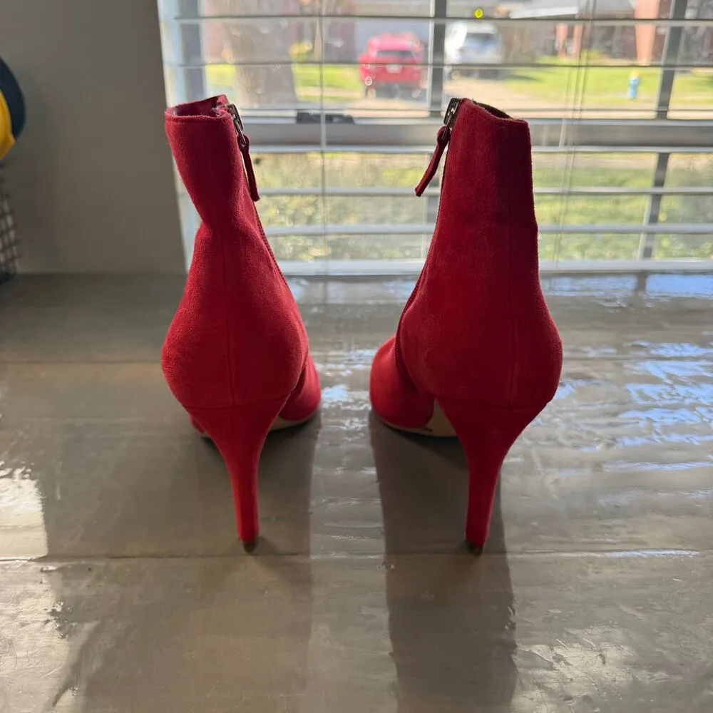 Leith Red Macee Suede Ankle Booties Sz 9.5 - Image 5