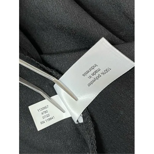 Lane Bryant Black Asymmetrical Neck Polka Dot Flowy Blouse 24 Slinky Sheer Danty - Image 9