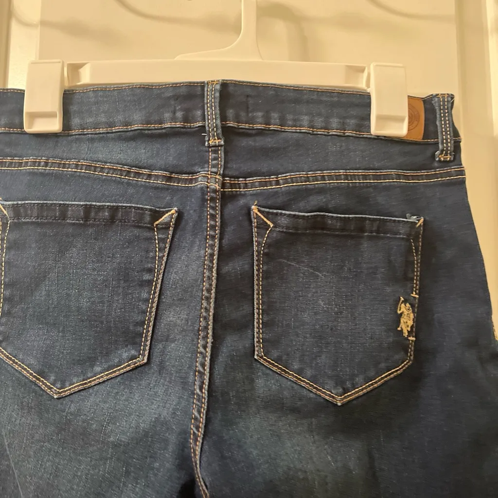 U.S. Polo Assn. Blue Denim Jean Cut Off Shorts Pockets Slim Fit Women's Size 8 - Image 5