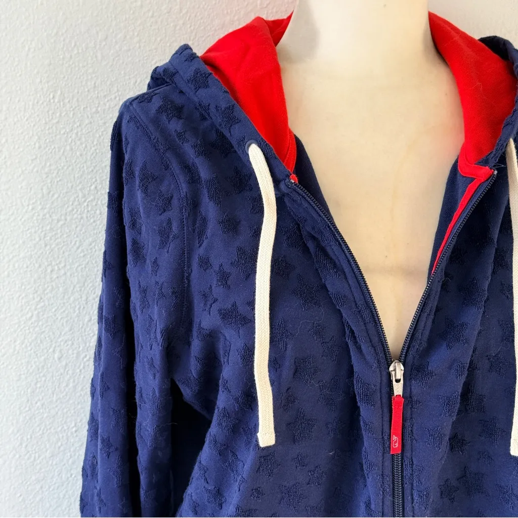 Vineyard Vines Navy Blue Red Star Hoodie Full Zip Jacket Sweatshirt Size Large - Image 4