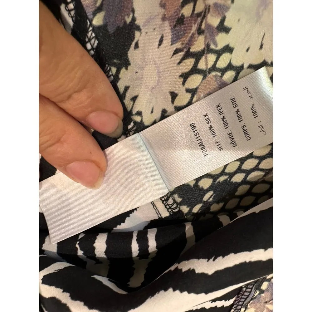 OPENING CEREMONY Sleeveless Floral Zebra Silk Dress size 8 / M - Image 12