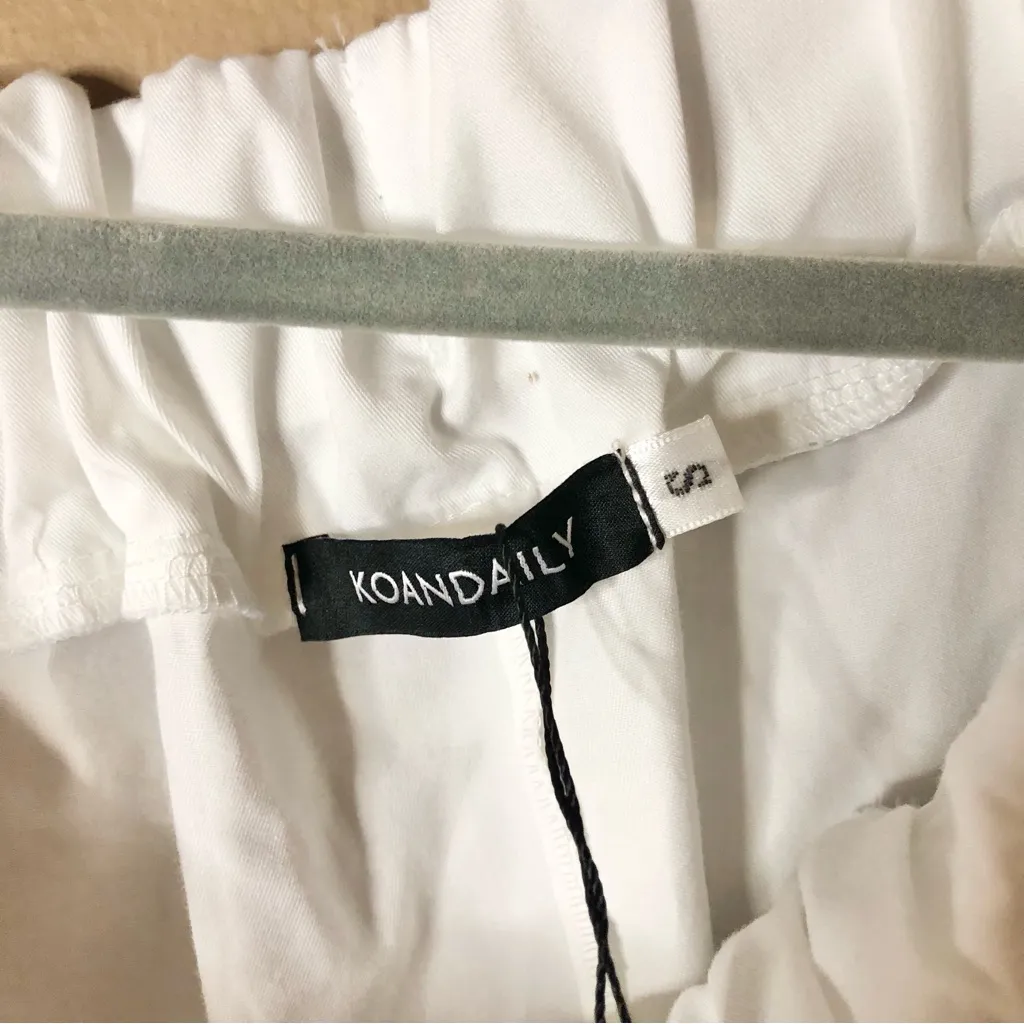 Koandaily cotton blend‎ off shoulder tie bow maxi dress white size small - Image 3