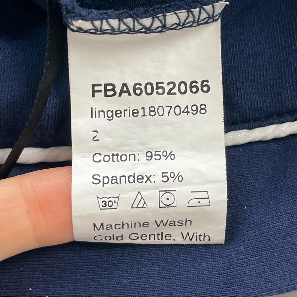 H&M Pajama‎ Set Navy Blue White Trim Size XS Shorts Short Sleeve Top Shirt Women - Image 8