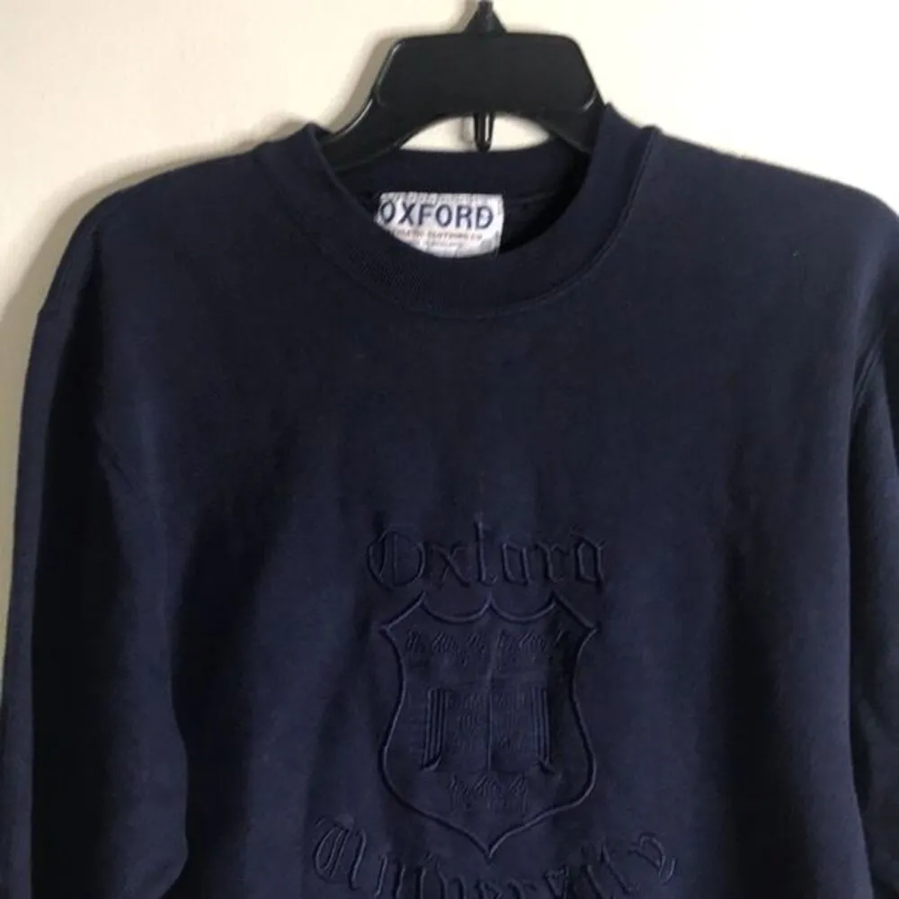 Vintage Oxford university navy blue pullover sweater unisex size small - Image 2