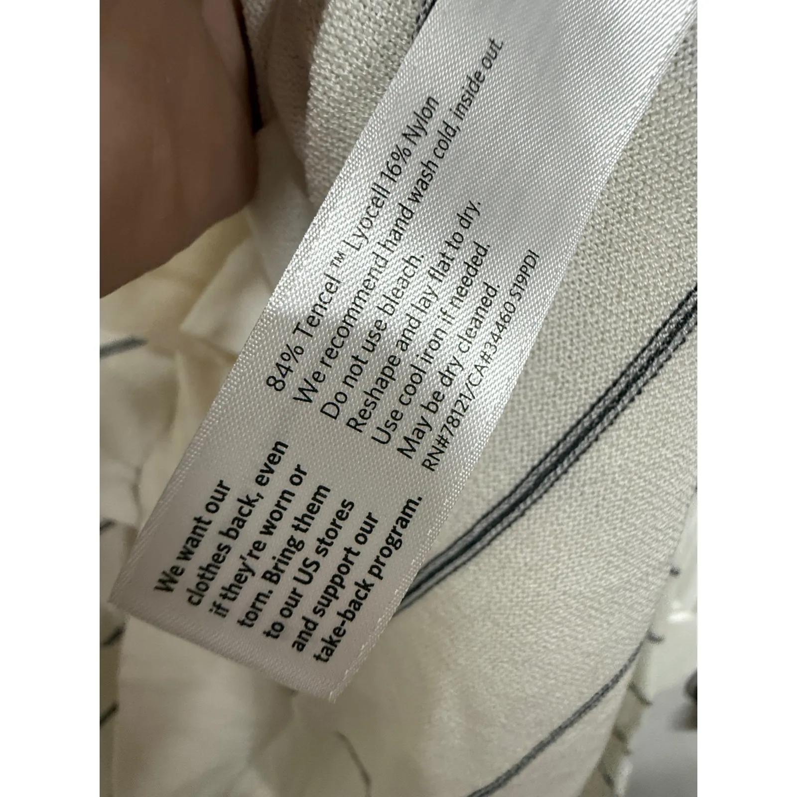 Eileen Fisher White Graphite Striped Tencel Stretch V-Neck Cardigan Medium NWT - Image 7