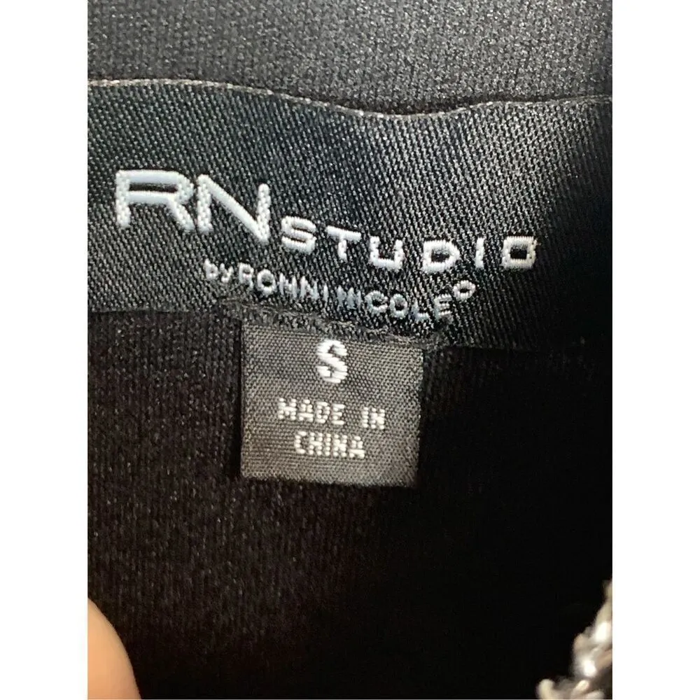 RNStudio by Ronni Nicole Womens Tribal Print Beaded Maxi Dress Black White Small - Image 5