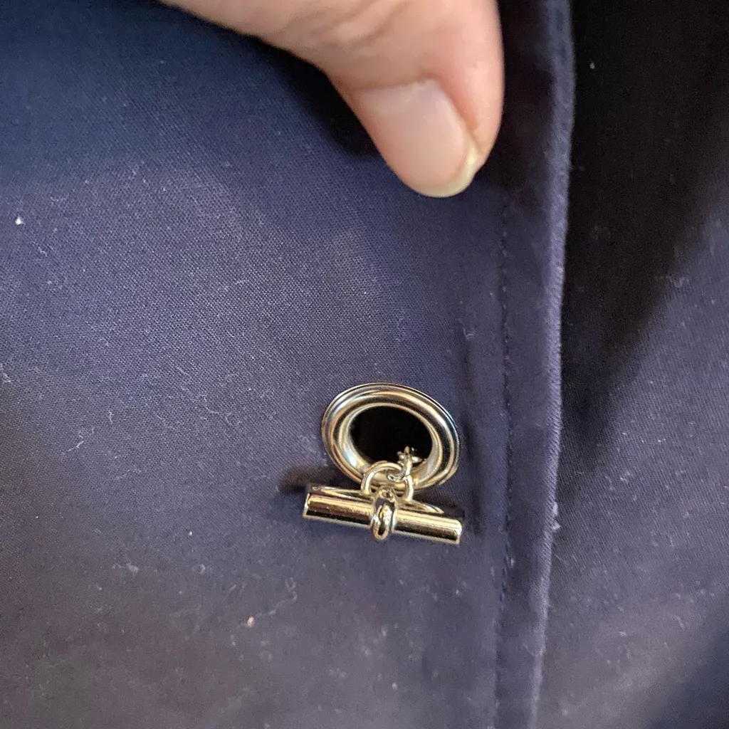 George Me Mark Eisen Silver chain toggle jacket Coat Coastal Nautical Fisherman Blue Size M - Image 12