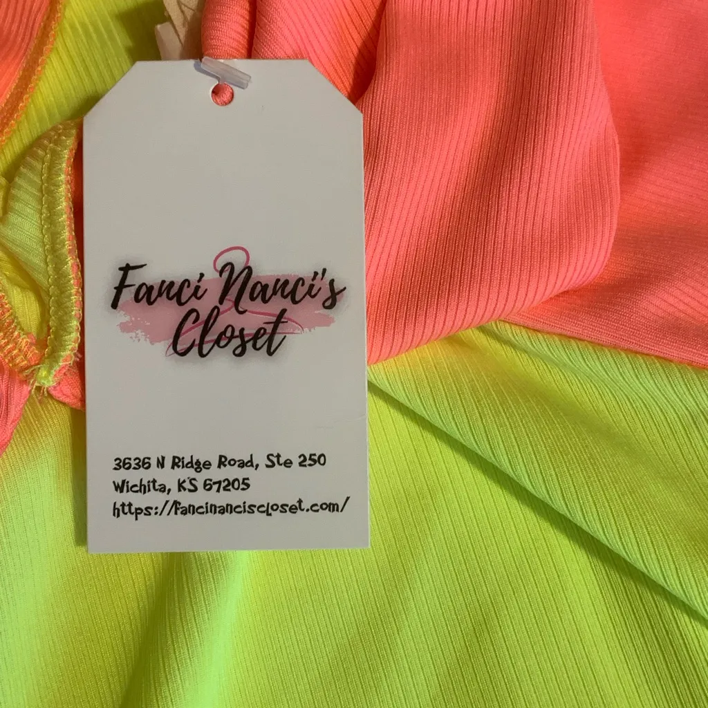 BiBi‎ Neon Pink and Yellow Tank Top Size M - Image 3