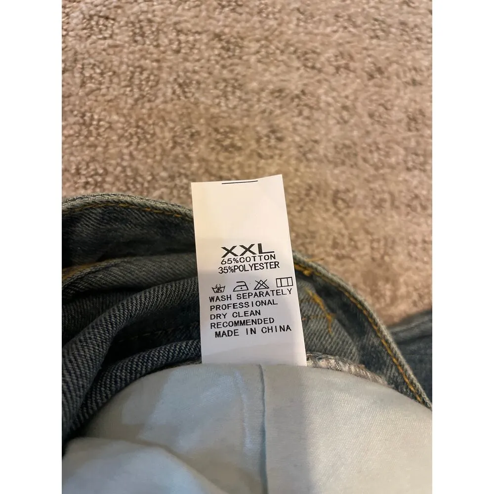 Boutique Medium Denim Wash High Waist Pleated Wide Leg Jeans - Image 5