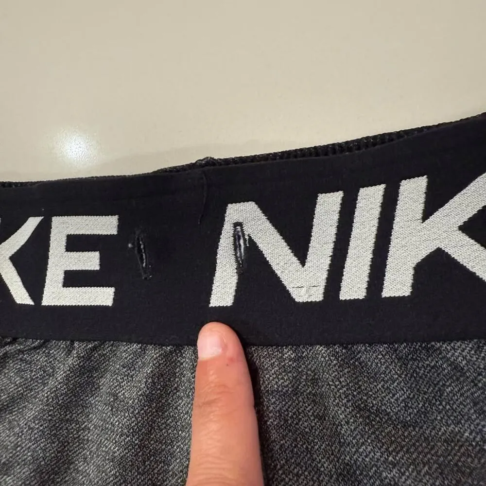 Nike Dri-Fit Athletic Performance Shorts Logo Waistband Womens Medium Gray/Black - Image 3