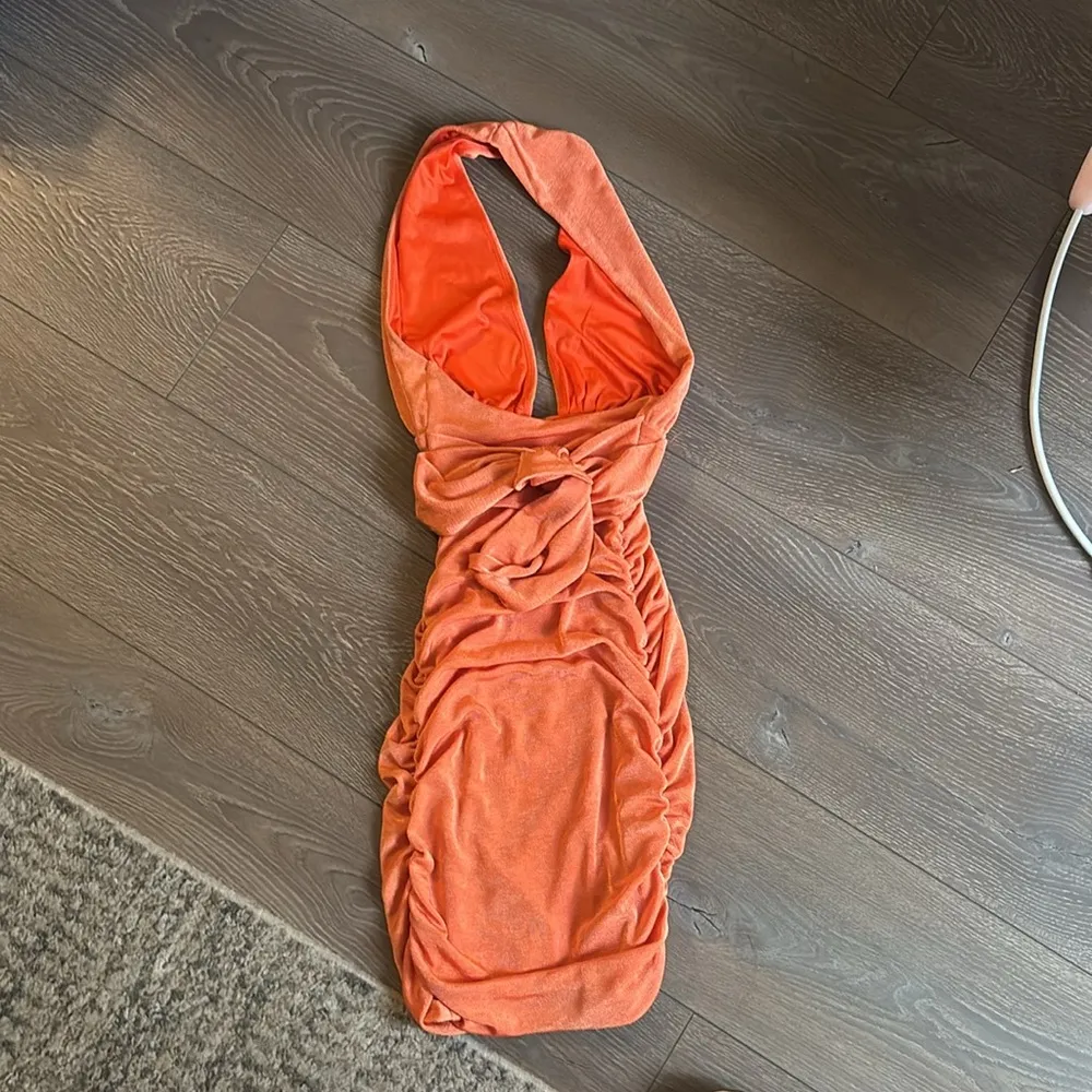 Orange Mini Dress Halter 0 - Image 2