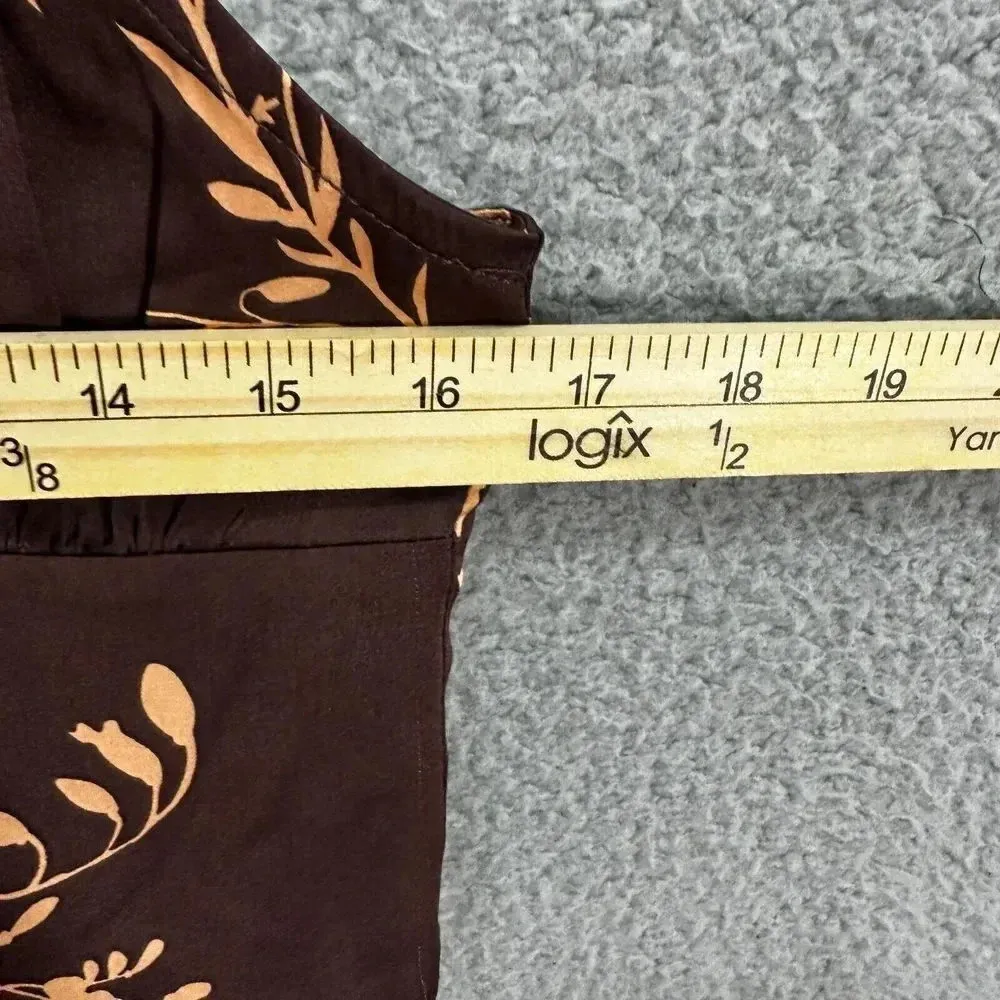 Isalis crop top womens large‎ brown floral exposed zipper satin boho festival Brown - Image 3