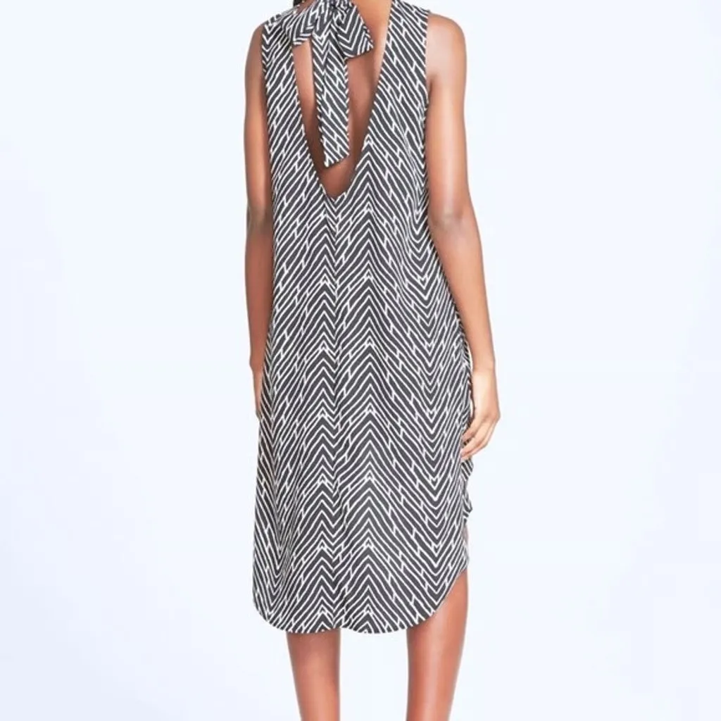 Leith Mock Neck Backless Hi-Low BlackCream Geometric‎ Sleeveless dress XS - Image 4