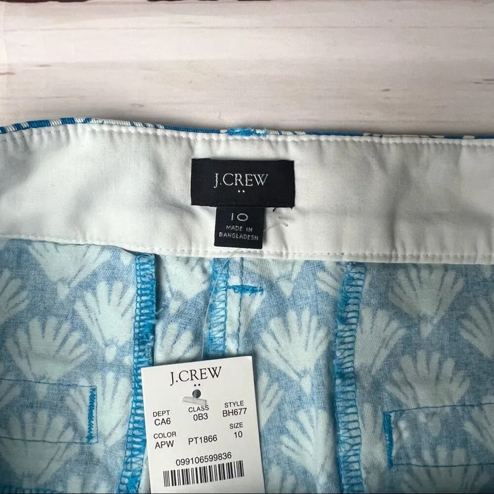 J.Crew Womens 3.5" Classic Blue/White Fan Print Shorts Sz 10 - Image 10