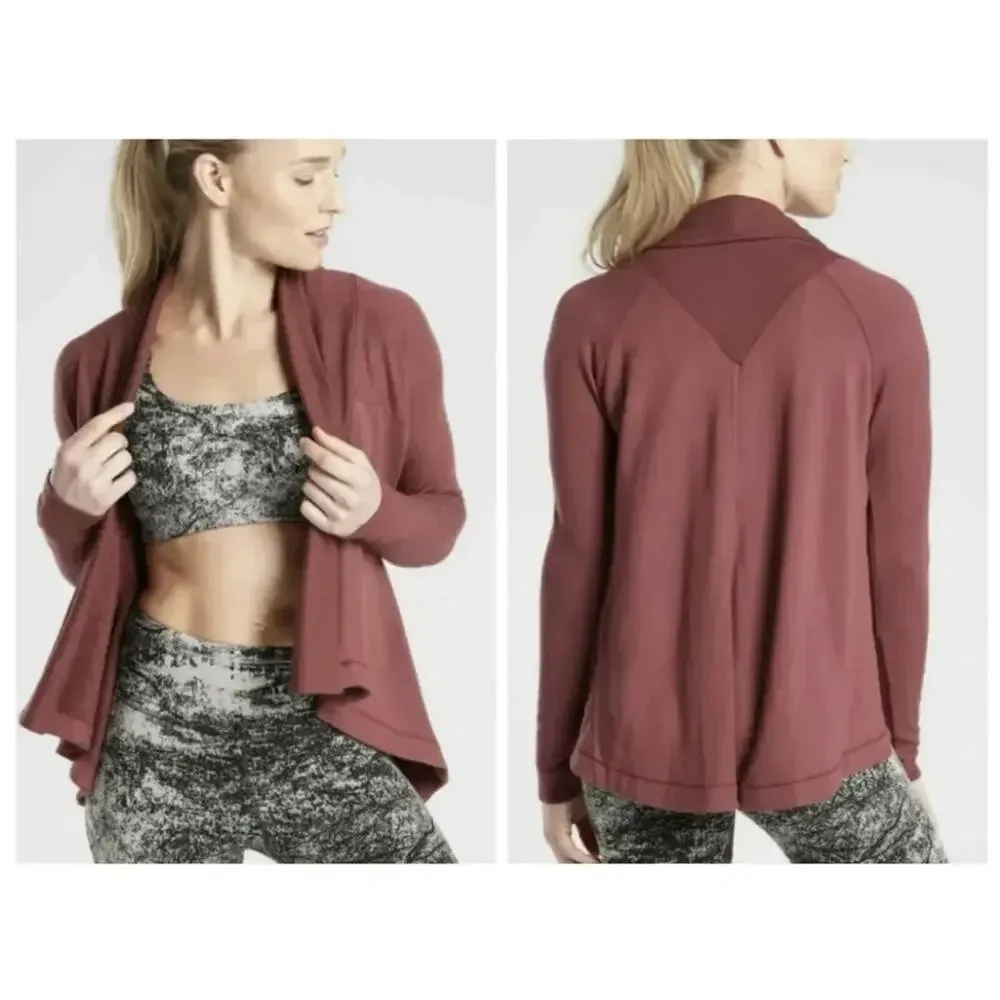 ATHLETA Nirvana Open‎ Cardigan in Maple Red - Image 2