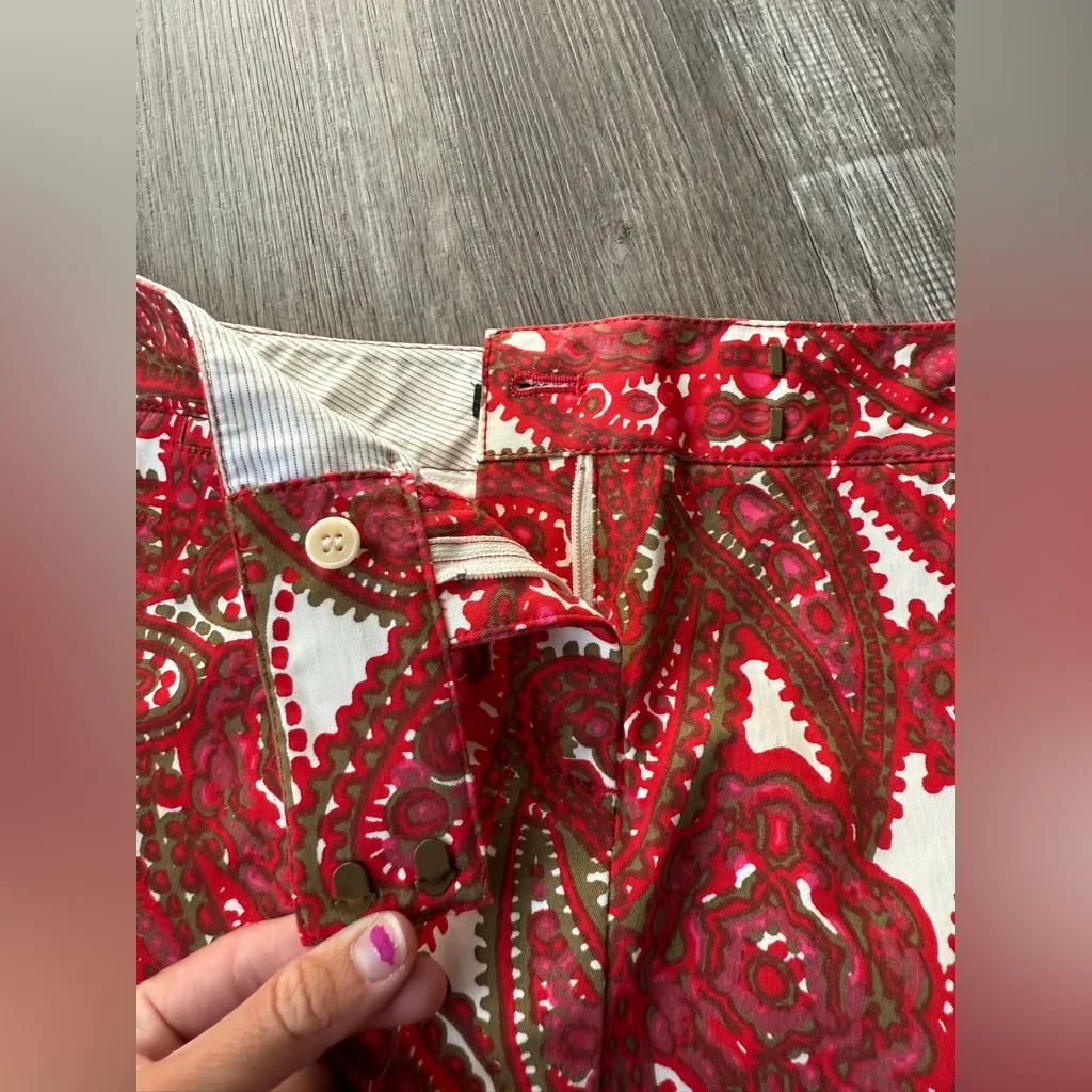 J. Crew Floral Paisley Mini Skirt Cotton Pink Green White Red Hippie Boho Size 2 - Image 4