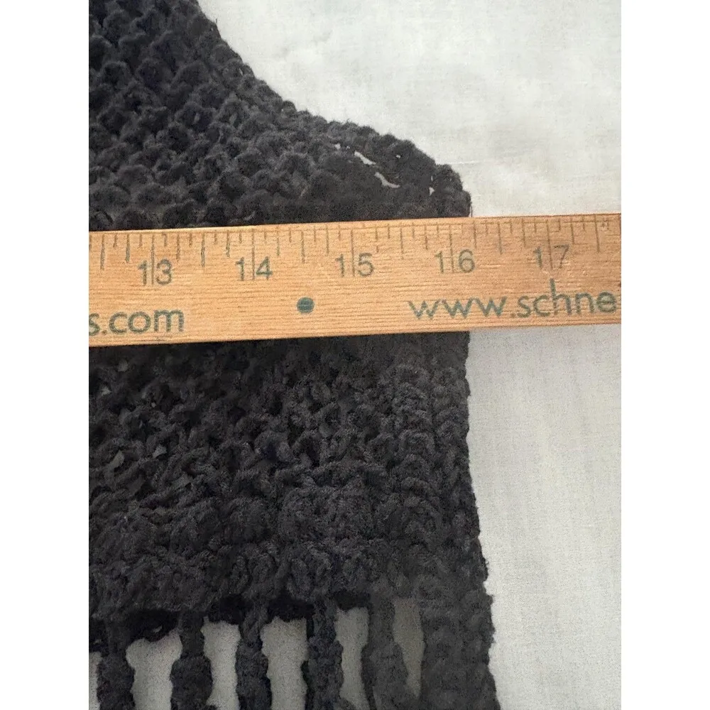 Helen Hinson Crochet Tank Top Small Black Open Knit Boho Festival Hippie Goth - Image 11