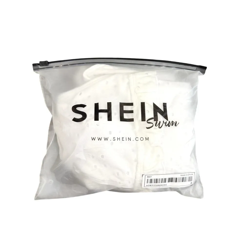 One Piece Eyelet Cutout Back Swimsuit in White, Size S​ - Image 3