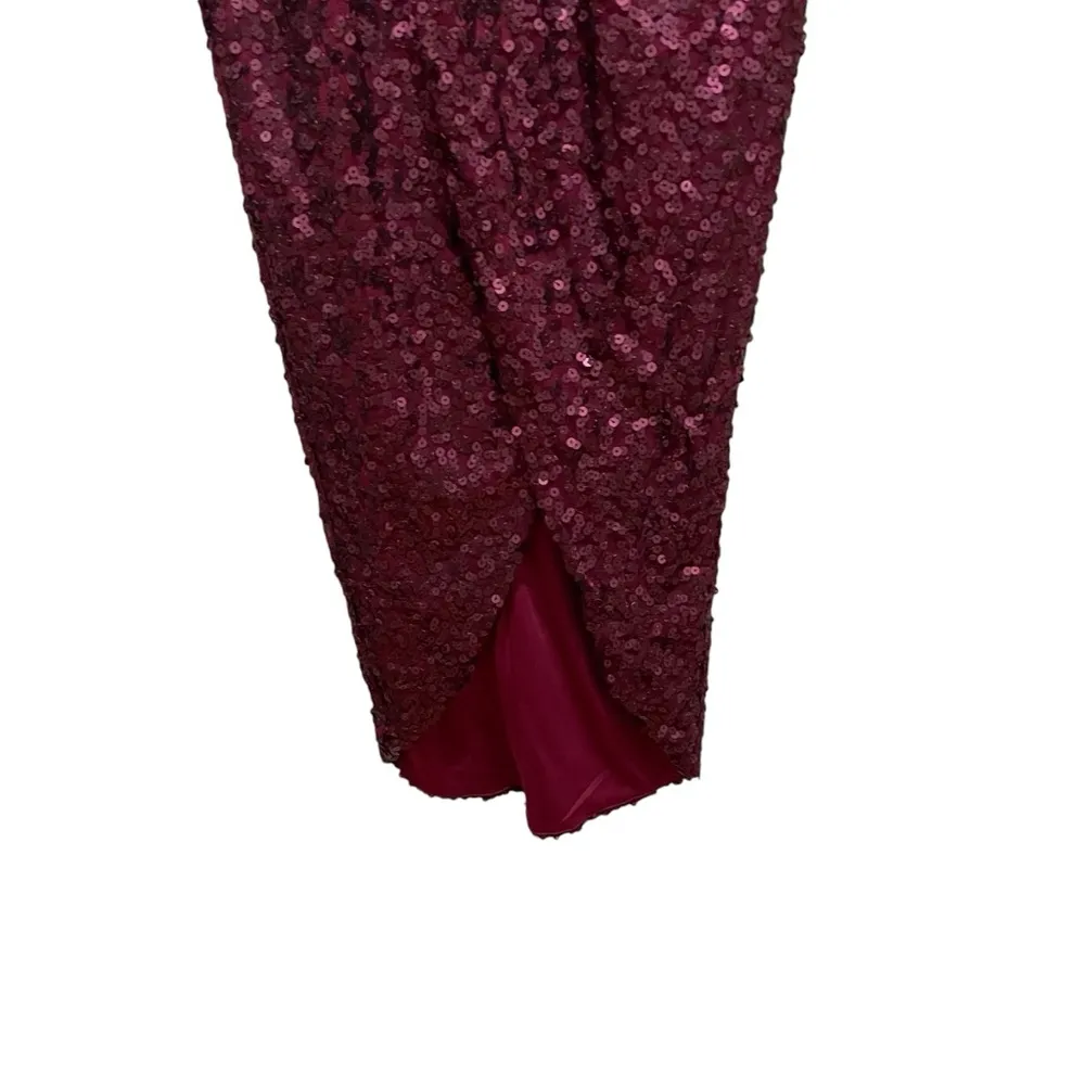 Jessica simpson purple formal sequin wrap gown tulip skirt beaded waist size 4 - Image 2