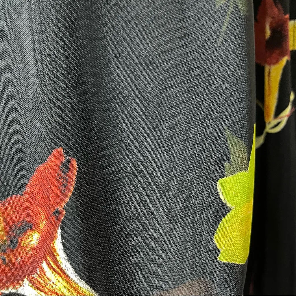 Cache  Chiffon Floral Black Wide-Leg Pants (Black) - 6 - Image 9