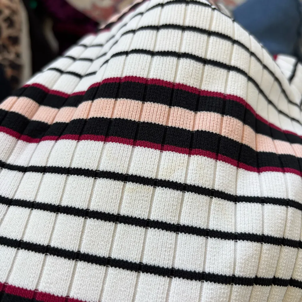 REVOLVE About Us Lennea Ribbed Long Sleeve
Cropped Sweater Black Pink Striped XS - Image 7