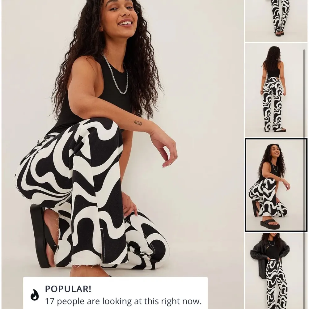 NA-KD high waist wide leg swirl pant jeans - Image 4