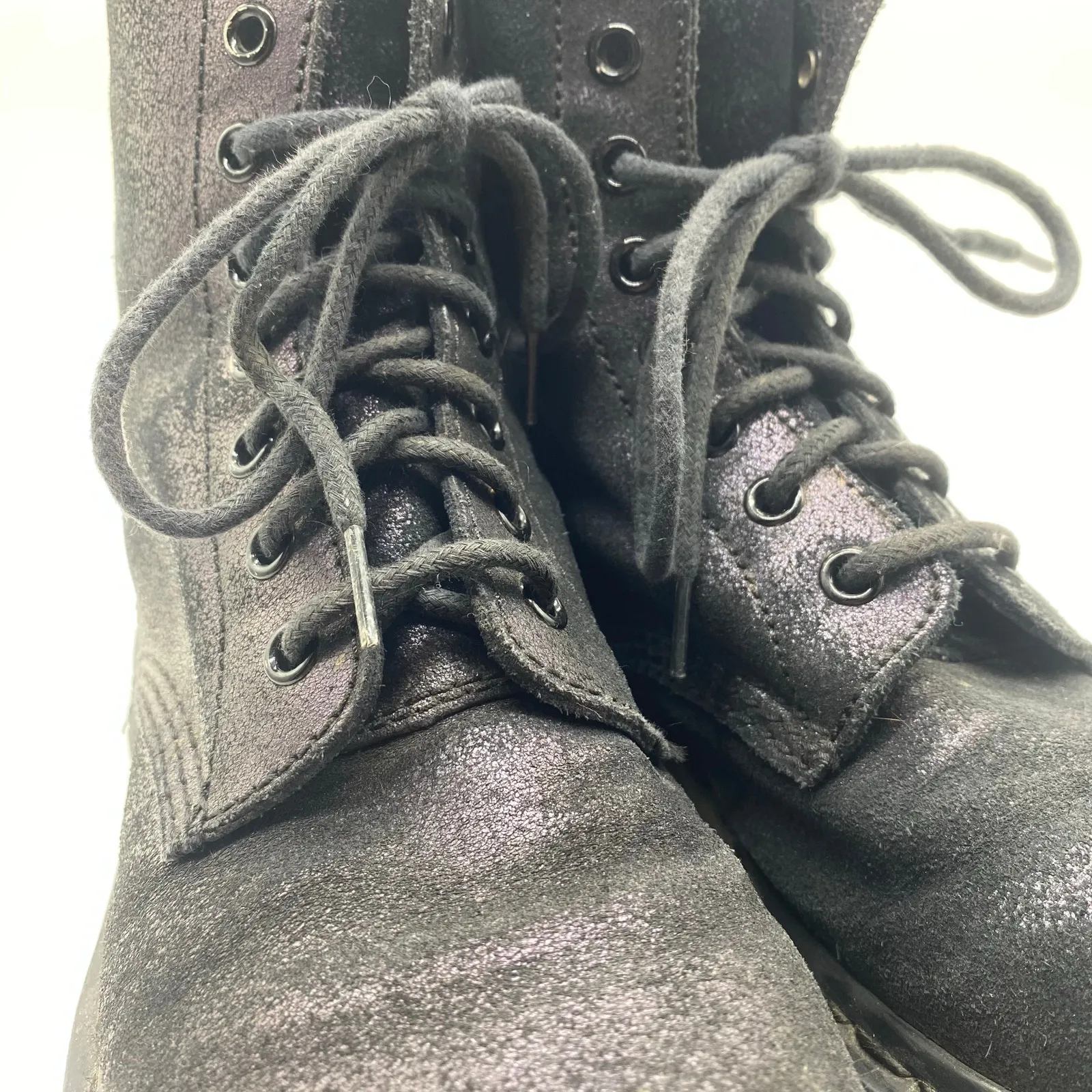 Dr. Martens Pascal Black Leather Combat Boots Shimmer Glitter Women's size 7 - Image 5