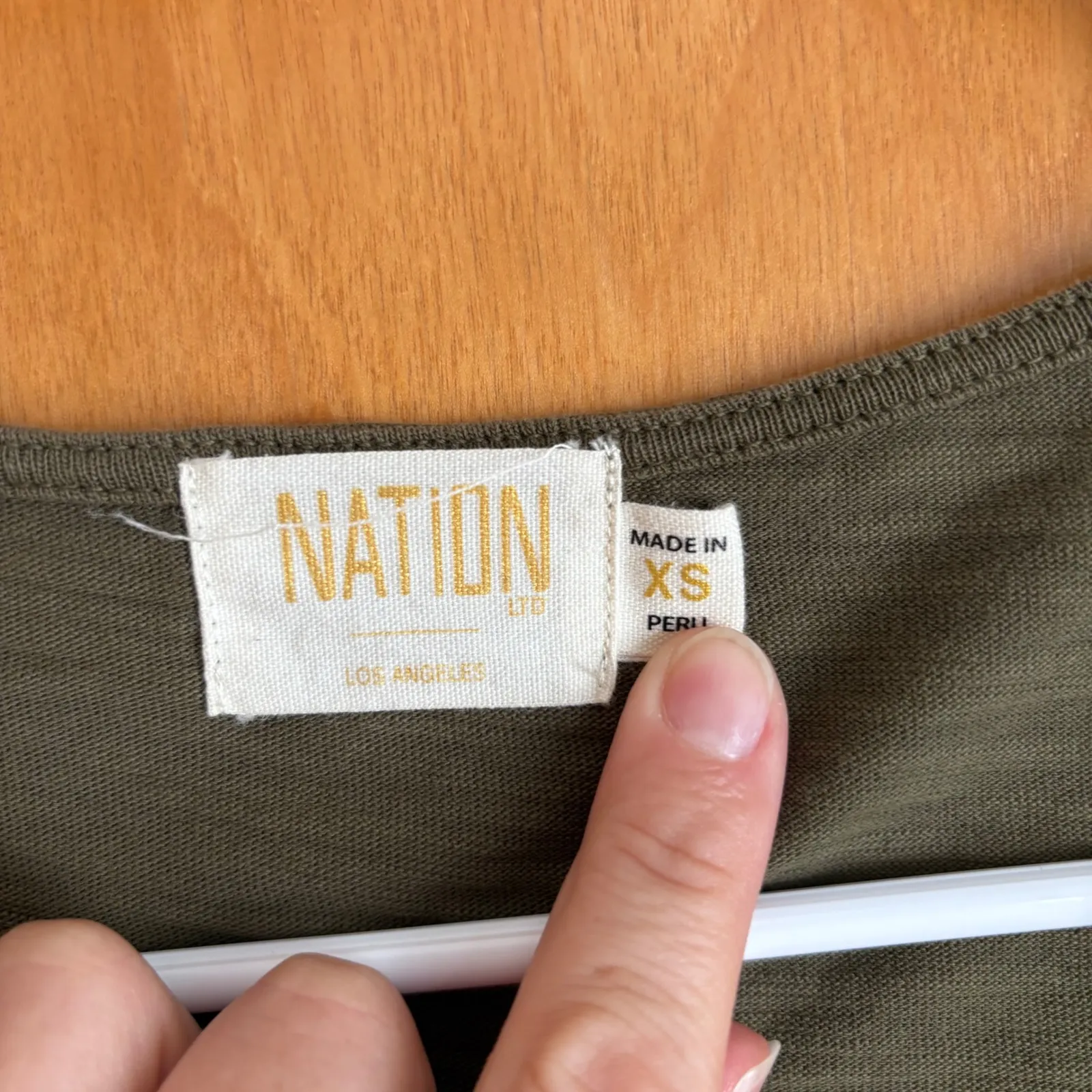 Nation LTD Women's Square Neck Long Sleeve Olive Green Top, Size XS 1383JJR‎ - Image 2