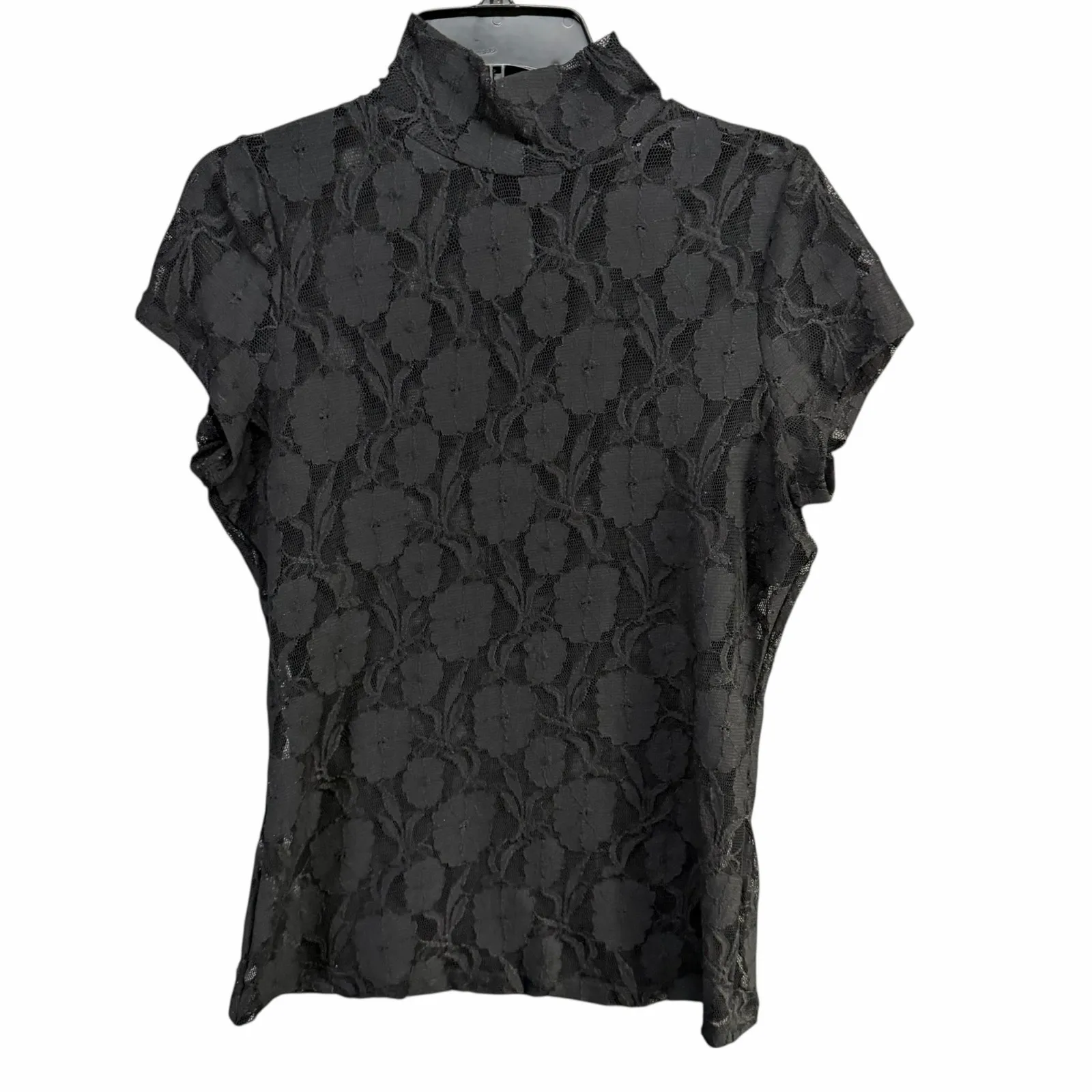 Y2K The Limited Black Floral Lace Mock Neck Top Womens Medium Dark Fairy Grunge - Image 2
