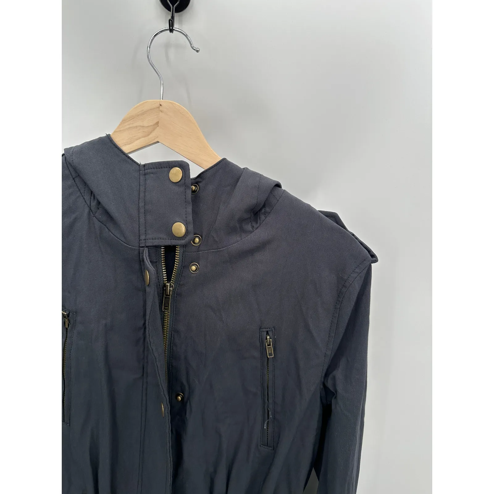 Eden Society Jacket Women SMALL Charcoal Black Full Zip Button Snap Long Sleeve - Image 3