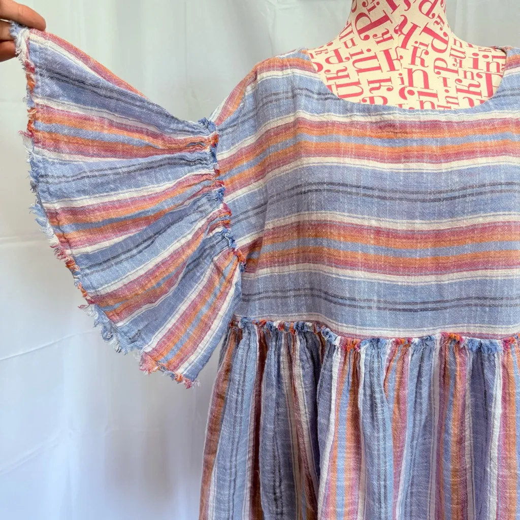 Free‎ People Summer Nights Blue Lagoon Oversized Striped Tunic Top Minidress S - Image 3