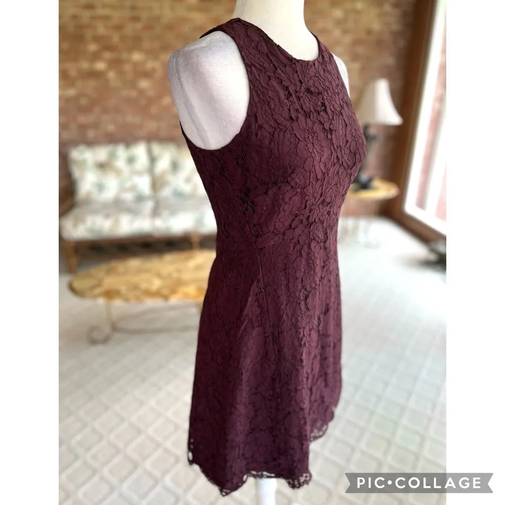 Ann Taylor Dress Lace Fit & Flare Purple Plum Mini Sleeveless 4P Cocktail Work - Image 11