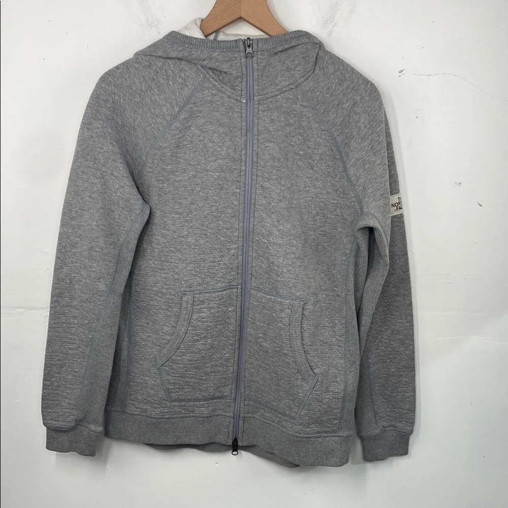 The North Face Full Zip Hooded Sweatshirt Gray Size Large - Image 2